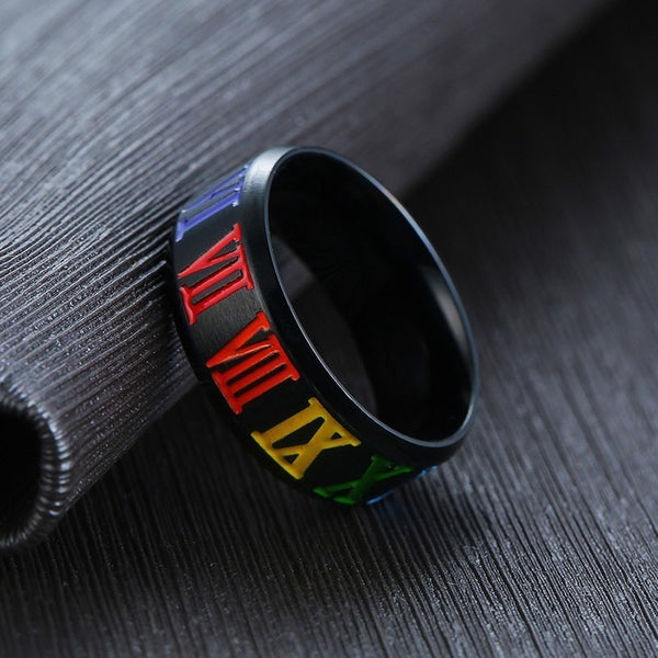Rainbow Roman Numeral Ring