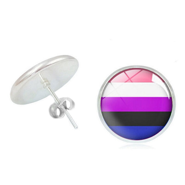 Glass Convex Pride Earrings