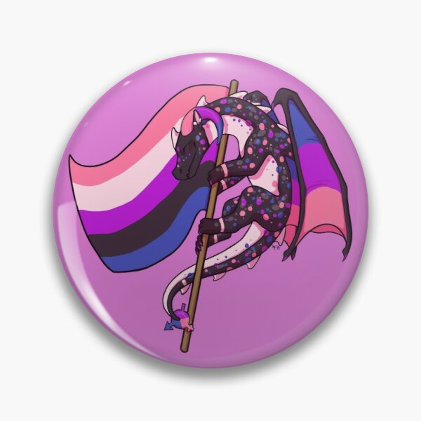 Genderfluid Dragon Pin