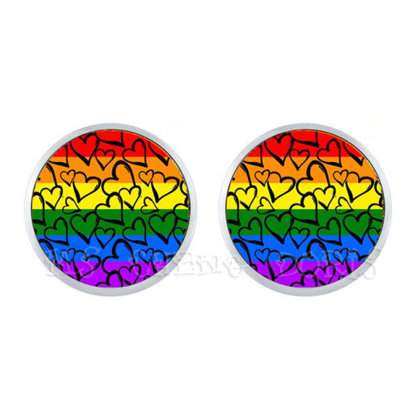LGBTQ+ Heart Glass Dome Earrings